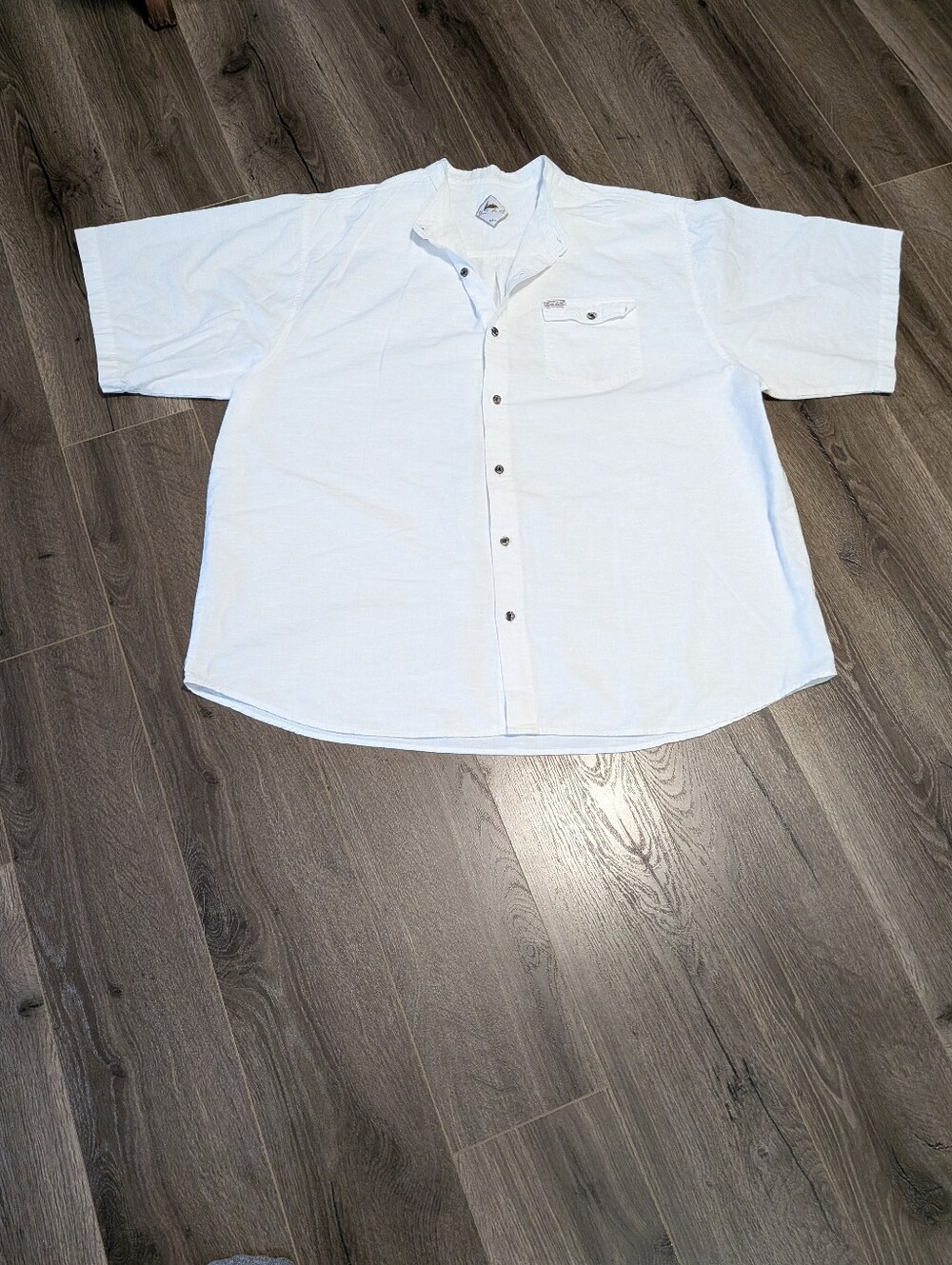 Blanc Du Nil White Short Sleeve Button Down Shirt Size 4XL. GUC.